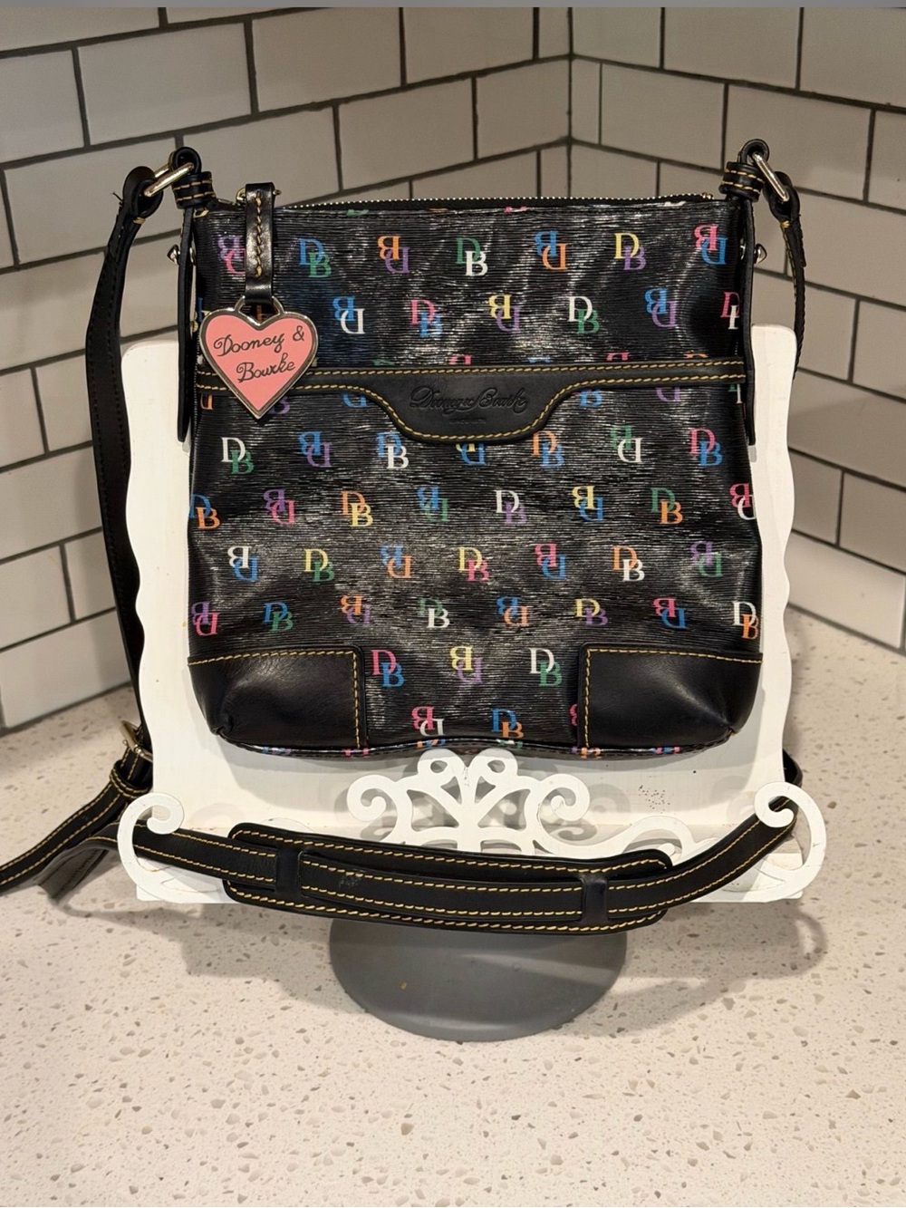 Dooney & Bourke Black Crossbody with Multicolor DB Monogram